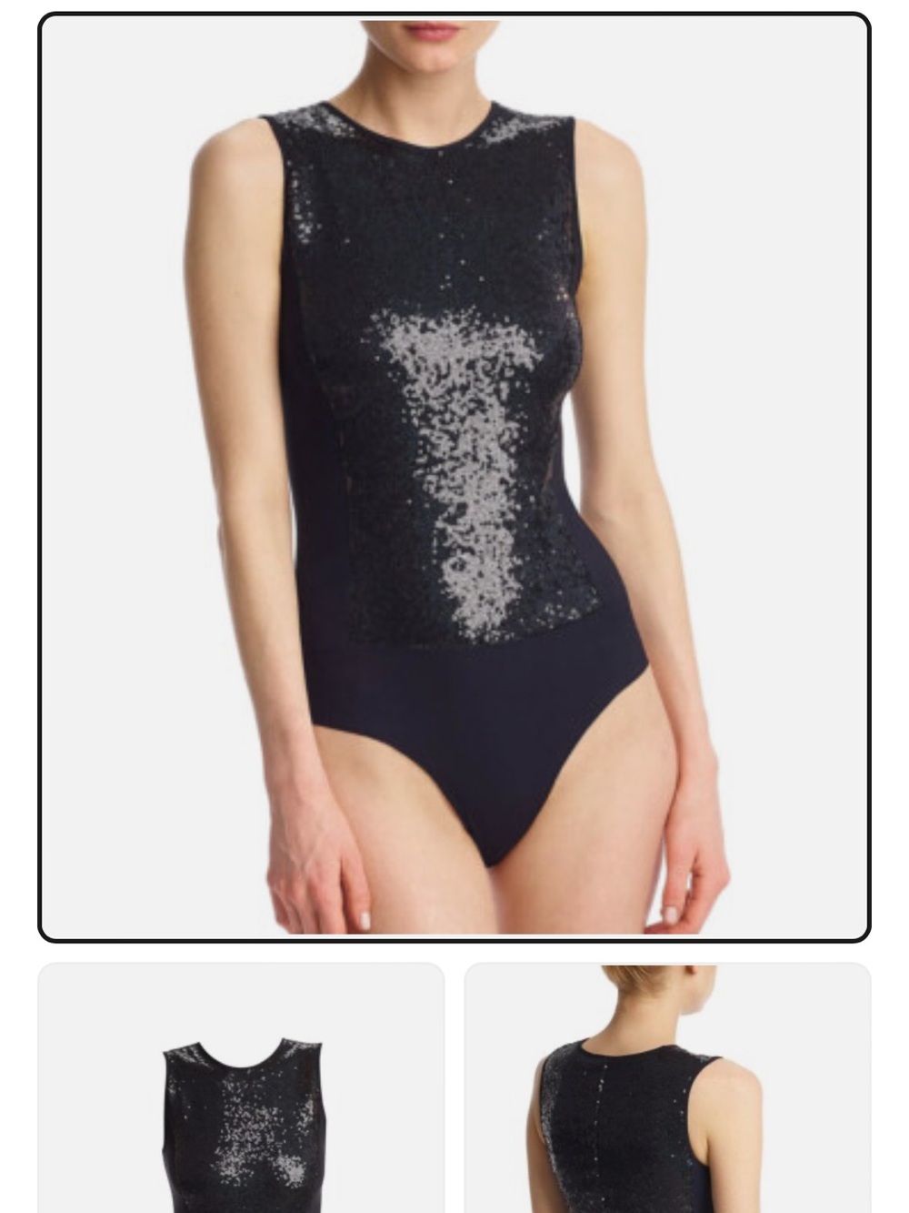 NWT Commando Black Sequin Sleeveless Bodysuit Top